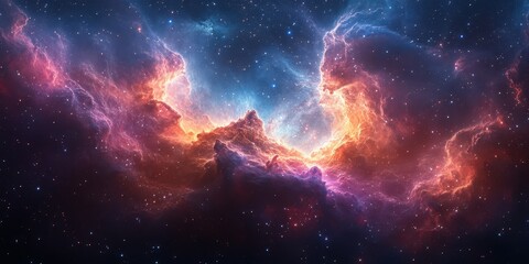 Fototapeta premium Dramatic cosmic clouds filled with vibrant colors showcase the beauty of space in a deep universe setting