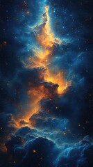 Fototapeta premium Colorful cosmic clouds illuminated by stars create a beautiful nebula in deep space at night