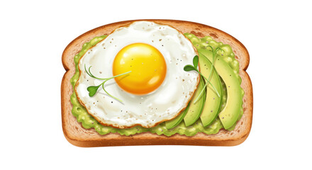Isolated Avocado Toast with Fried Egg
