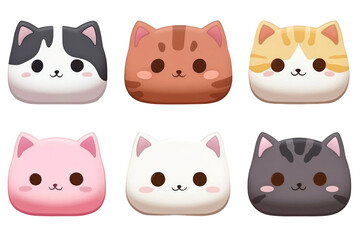 Fototapeta premium Cute and Adorable Cartoon Cat Faces in a Variety of Colors and Styles with Playful Expressions Perfect for Children's Products and Designs