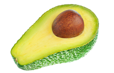 Halved avocado fruit with seed cutout