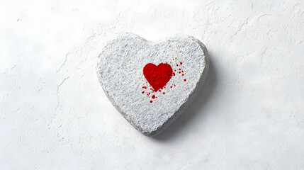 Fototapeta premium Heart Shaped Cake With Red Decoration On White Background