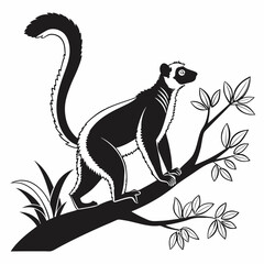 Indri black silhouette vector