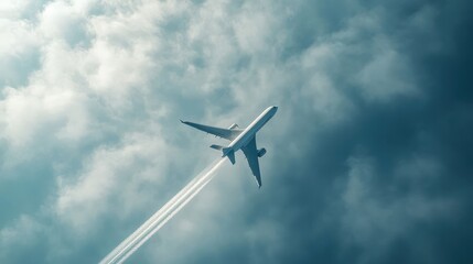 Obraz premium High-flying plane sky image cloudy environment aerial view new high fidelity concept