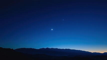 Fototapeta premium Twilight display over mountains night sky landscape photography serene environment elevated perspective deep blue concept