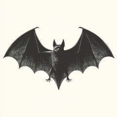 Bat with outstretched wings perched in a natural setting at dusk, showcasing delicate features and strong presence