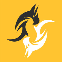 Logo dragon snake yin yang concept vector illustration design template