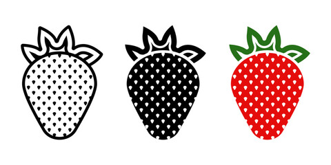 Strawberry icon set. for mobile concept and web design on white background