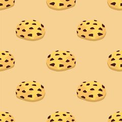 cookie seamless pattern background. Cartoon illustration of Cookies. biscuits illustration. chocolate chips pattern background.