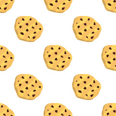 cookie seamless pattern background. Cartoon illustration of Cookies. biscuits illustration. chocolate chips pattern background.