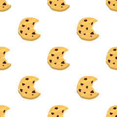 cookie seamless pattern background. Cartoon illustration of Cookies. biscuits illustration. chocolate chips pattern background.