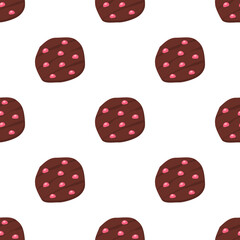 cookie seamless pattern background. Cartoon illustration of Cookies. biscuits illustration. chocolate chips pattern background.