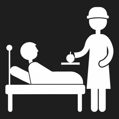 A silhouette image of a sick patient and nurse