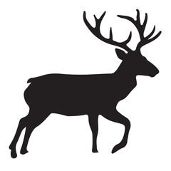 Silhouette of Deer Family, Graphic black silhouettes of wild deer's – male, female and roe deer