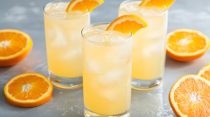 Refreshing Cocktail with Orange Slice in Glass, Perfect for Hot Days or Summer Gatherings in Valencia