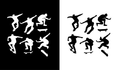 skateboard silhouette, vector, illustration, skateboard person silhouette set, skateboard people silhouette illustration vector, soccer, people, football, ball, silhouettes, sports, run, 