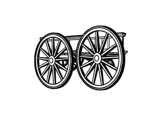Fototapeta premium Silhouette of wagon wheels isolated on a white background