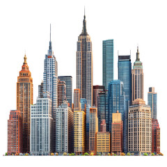 Obraz premium City Skyline Illustration Isolated on Transparent Background