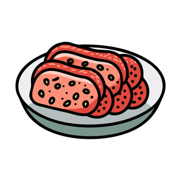 sliced meat on plate cartoon clip art preview