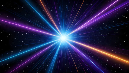 Fototapeta premium Abstract Space Background with Colorful Light Rays 