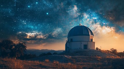 Obraz premium Scenic Observatory Under Starry Night Sky