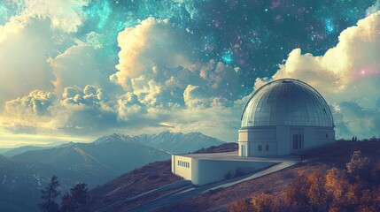Obraz premium Scenic Observatory Under Starry Night Sky