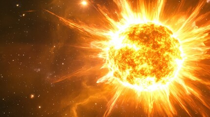 Obraz premium Majestic Solar Explosion Illuminating Dark Cosmic Background