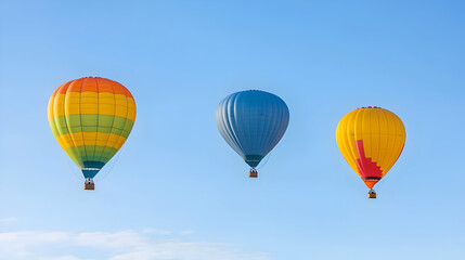 Naklejka premium Colorful Hot Air Balloons In A Clear Sky