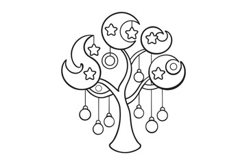 Tree Coloring Page – Smooth & Detailed Black and White Line Art

