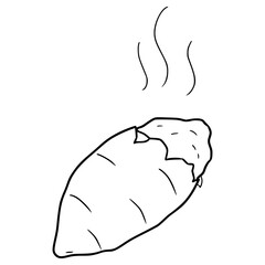 boiled sweet potato illustration hand drawn outline vector
