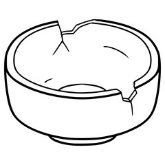 broken bowl illustration hand drawn outline vector