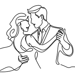 Fototapeta premium Line drawing of a couple dancing joyfully together 