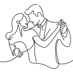 Couple Dancing Passionately in a Minimalist Line Drawing  