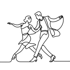 Fototapeta premium Passionate dancers expressing love in a minimalist line drawing 