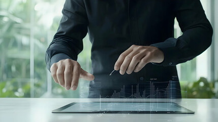 Businessman Interacting With Digital Urban Design On Tablet