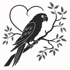 Lovebird black silhouette icon vector