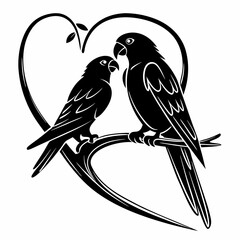 Obraz premium Lovebird black silhouette icon vector