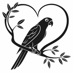 Lovebird black silhouette icon vector