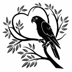Lovebird black silhouette icon vector