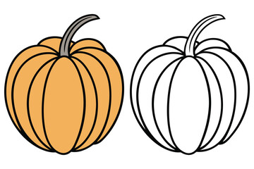 Cute Halloween Pumpkin Clipart with Outline on Transparent Background