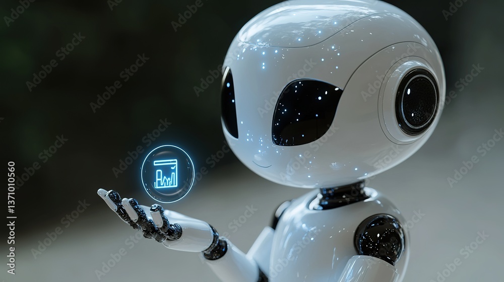 Poster ai assistant with data chart projection: modern tech integrating analytics solutions