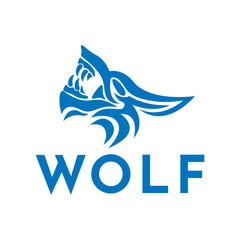 Tribal Wolf Head Logo. Tattoo Design dog and dragon. Animal Stencil Vector Illustration