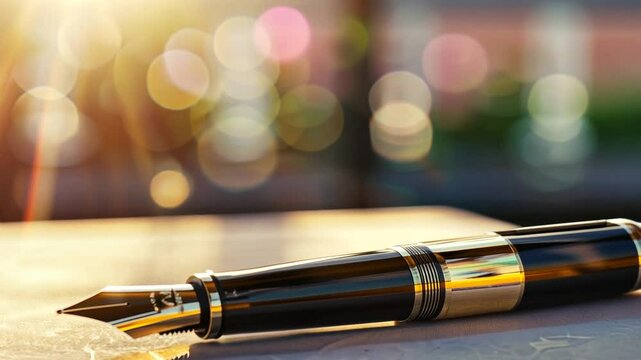 Edler F&uuml;llfederhalter auf Holzoberfl&auml;che