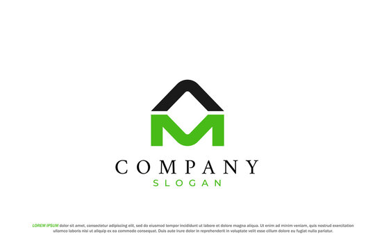 letter am or vm abstract business modern minimalist logo