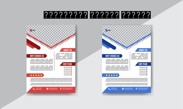 Modern template of corporate business flyer, design set with blue and red, marketing, business proposal, promotion, advertising, and publication. new real estate flyer set.