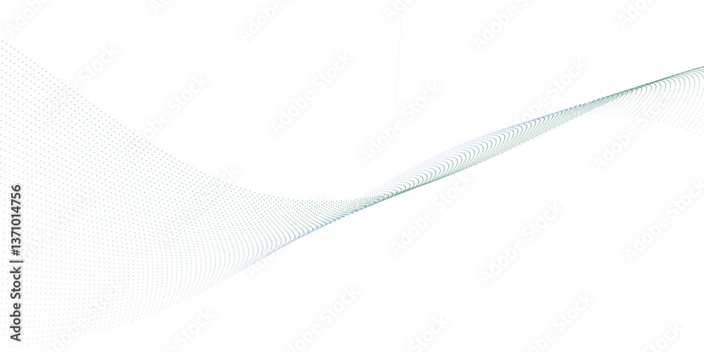 Poster abstract flowing dots particles wave curved lines on transparent background. black halftone gradient