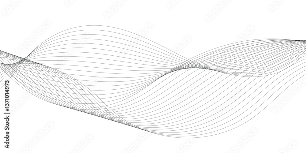Poster abstract wavy technology curve lines on transparent background isolated. grey wave swirl, frequency 