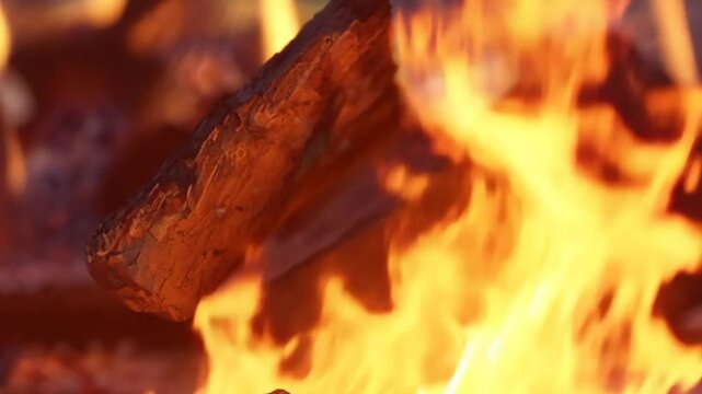 Lodernde Flammen in intensiver Nahaufnahme