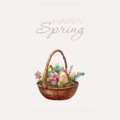 Happy Spring Card with Crocuses and Snowdrops