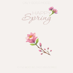 Happy Spring Card with Pink Peonies – Watercolor Vector
Soft pink peonies in full bloom with 